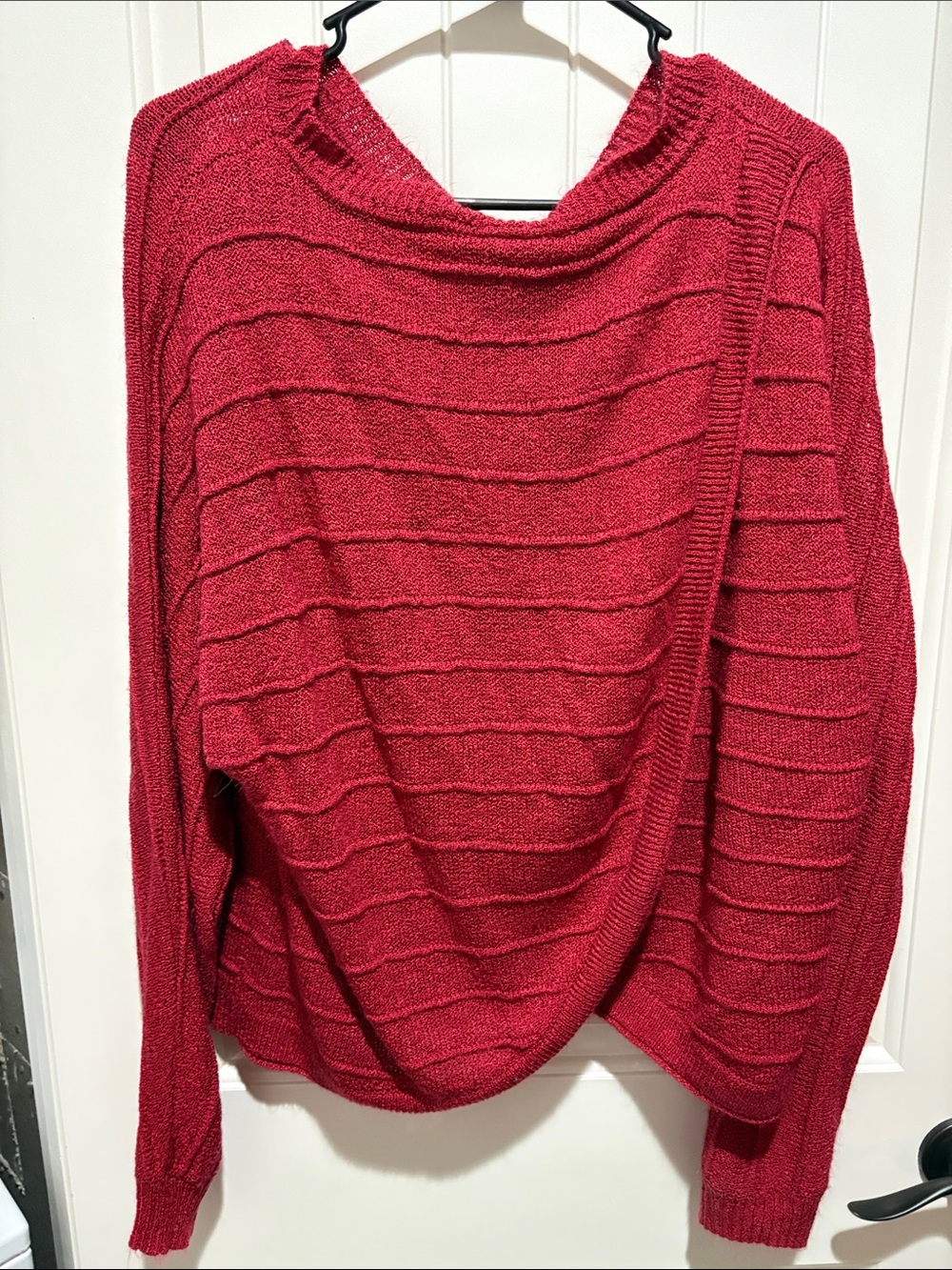Daytrip Red Ribbed Scoop-Neck Sweater - Picture 2 of 3